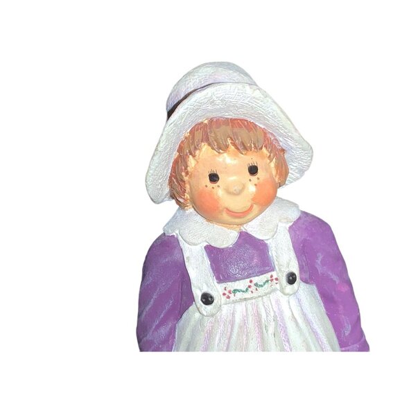 Thanksgiving Pilgrim Boy & Girl Figurine Set - Hand-Painted Resin Decor - Picture 4 of 9